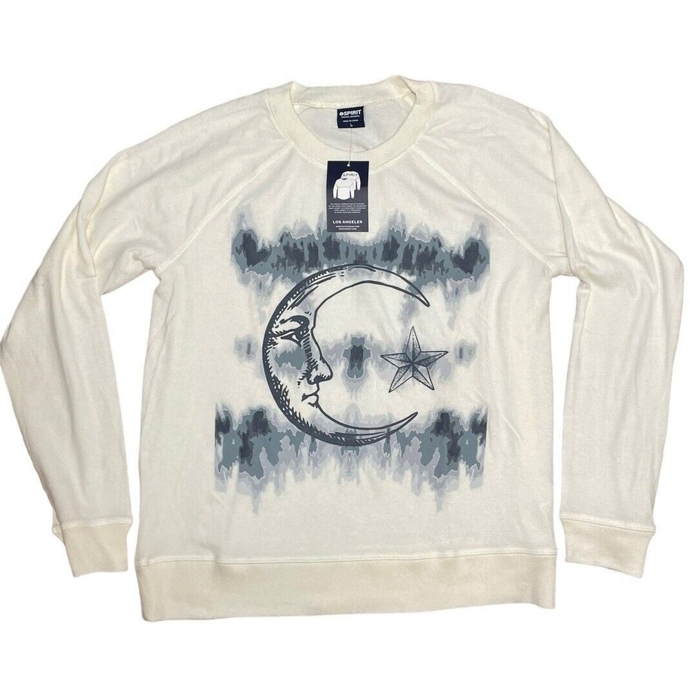 Spirit‎ Jersey NWT Size large Moon Face Long Sleeve Knit Shirt Soft Casual Top